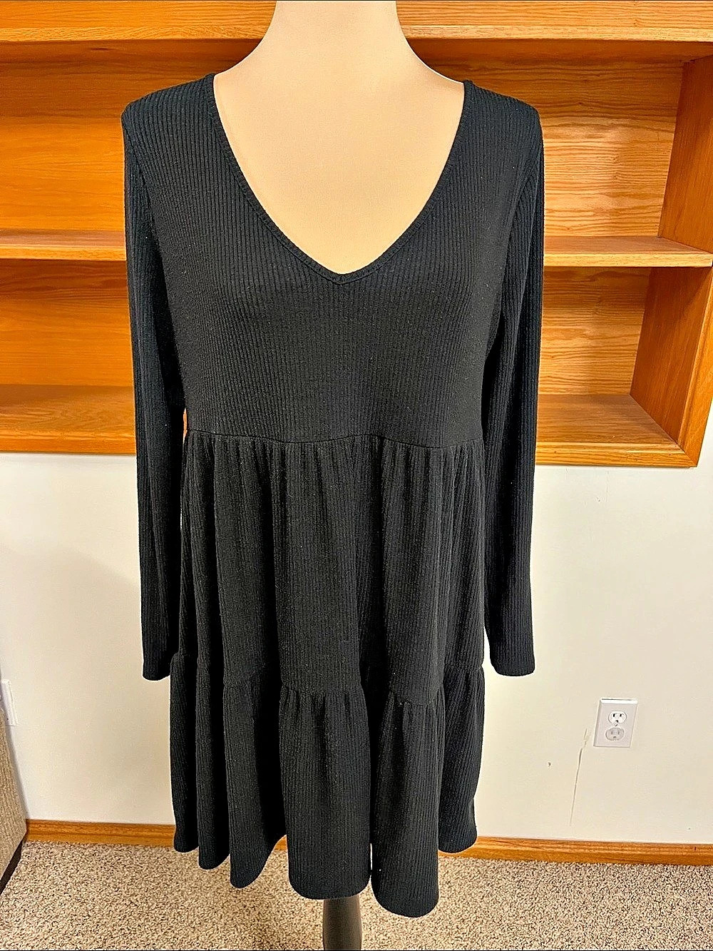 Wild Table Black Ribbed Mini Dress Like New